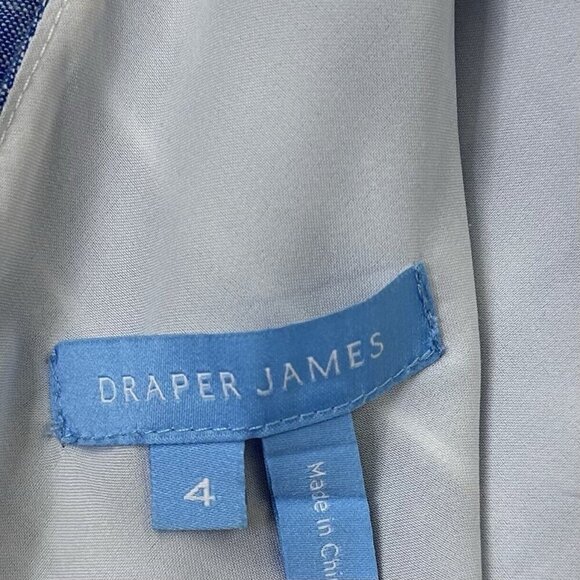 Draper James Blue Stripe Dress Women’s Size 4 Linen Sleeveless Coastal - Picture 3 of 10